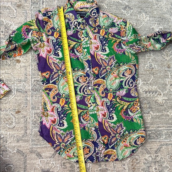 Ralph Lauren Green and Purple Paisley Women's Shirt - Picture 6 of 6